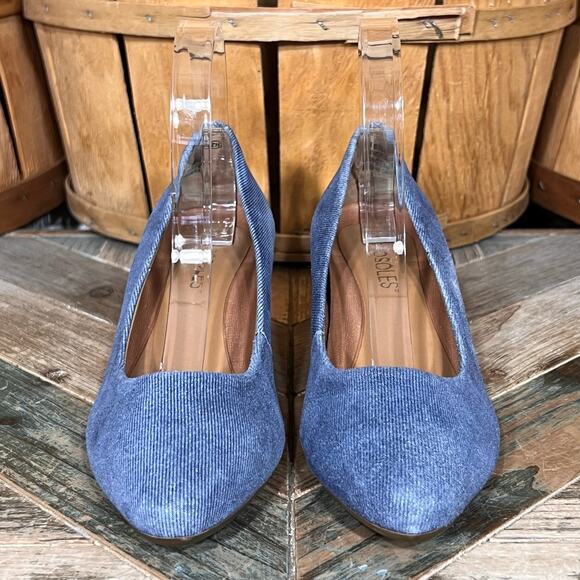 Aerosoles Silver Star Blue Suede Stacked Block Heel Slip-On Pumps Heels Womens 6 - Picture 4 of 11